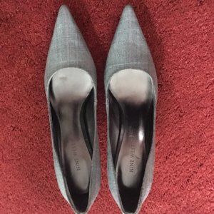 Glen Plaid Fabric Heels, NEW Size 8